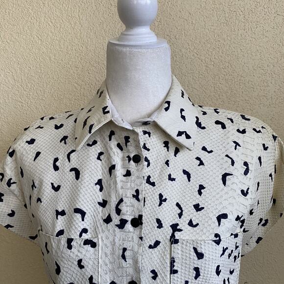 Tanya Taylor Leather Jacket White Black Animal Print Size S $459 Preppy, Cruella - Picture 4 of 8